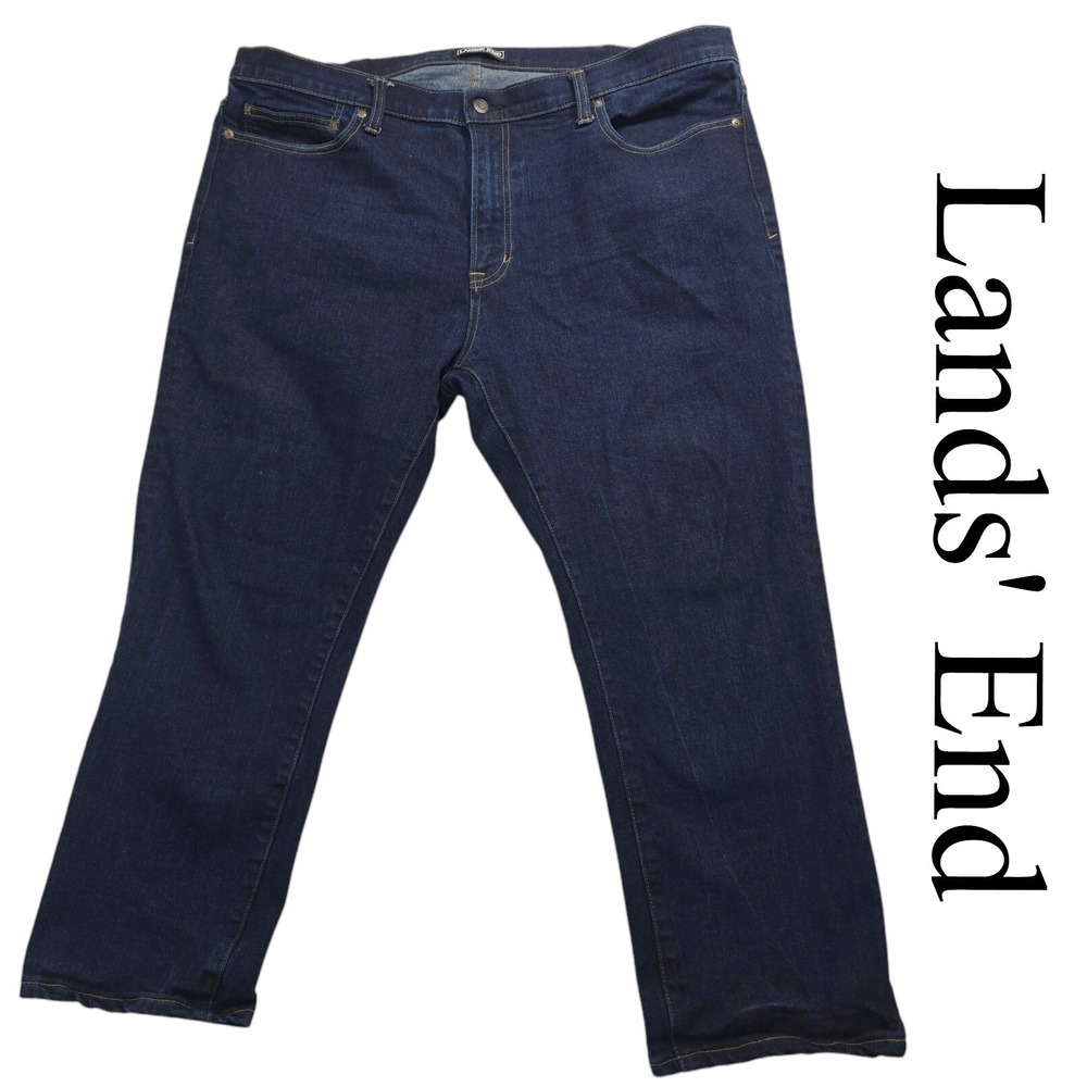 Lands' End Square Rigger Jeans‎ Mens 42 Dark Blue Cotton Straight Fit Classic